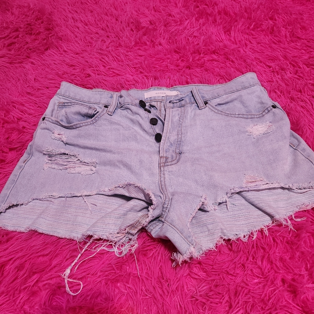 jean shorts- rainbow details